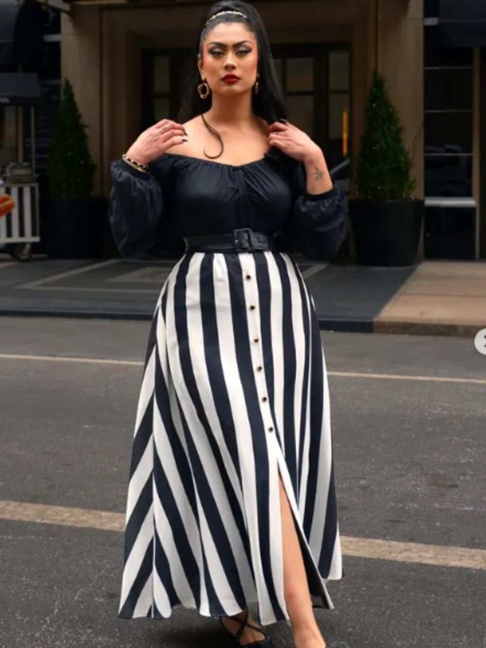 PUG Selene Maxi Skirt In Mark Stripe